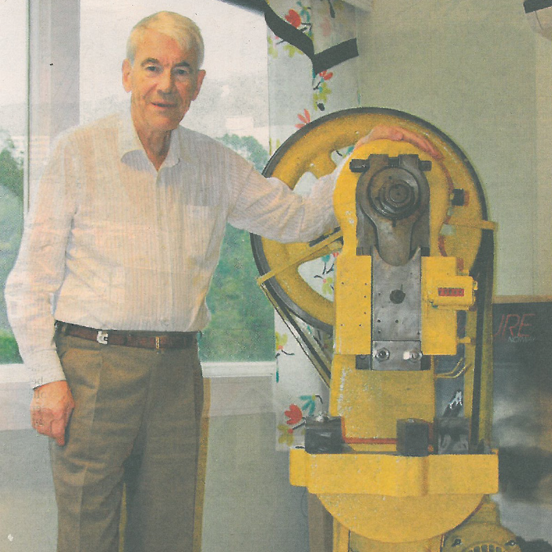 Founder Odd Leikvoll and his first machine