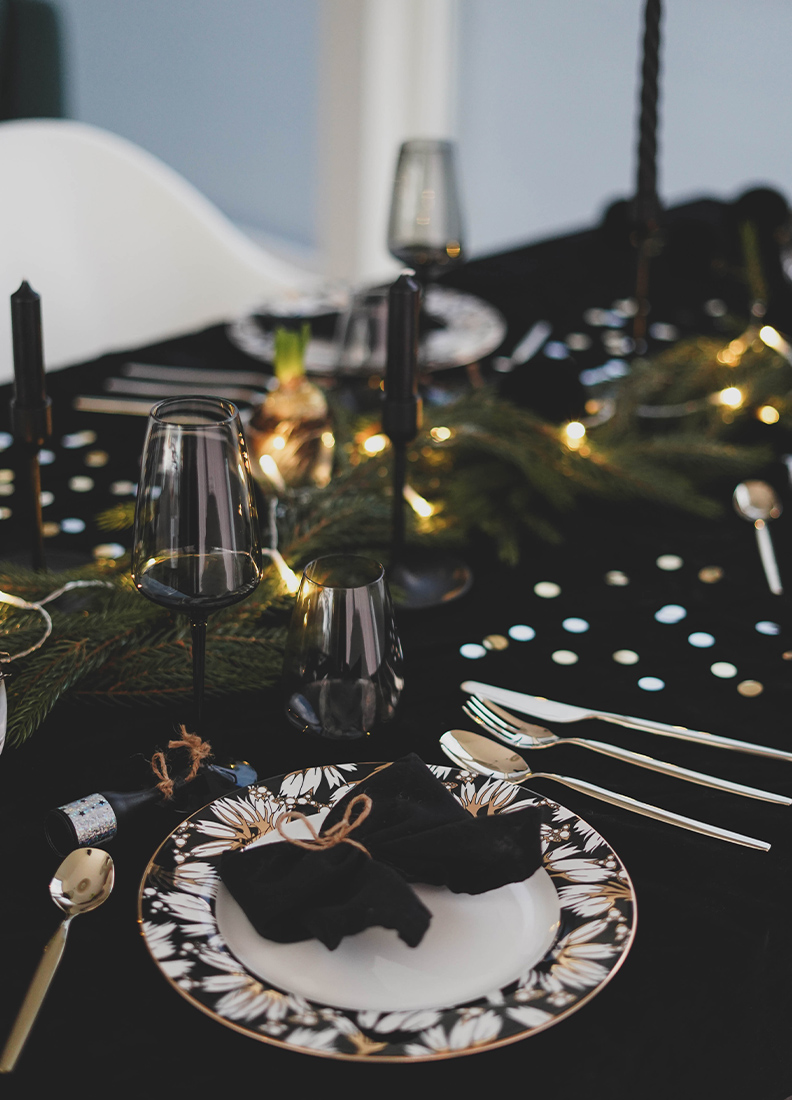Elegant cutlery parts new year's table